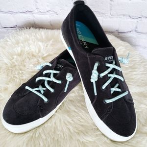 SPERRY Top-Sider Crest Vibe Velour-like Black Slip-On Sneakers--NEW--7.5
